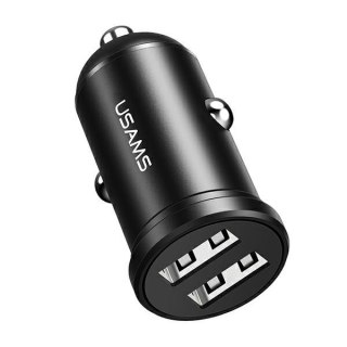 Ładowarka samochodowa 2xUSB 2,4A Czarna USAMS