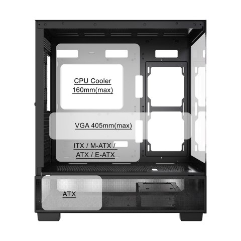 GEMBIRD OBUDOWA FORNAX X550 AQUARIUM MIDI-TOWER (2X USB 3.1, 1X USB TYPE-C) 3X FAN, CZARNA