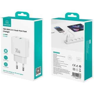 Ładowarka sieciowa 30W 1xUSB-C 1xUSB-A Fast charging Biała