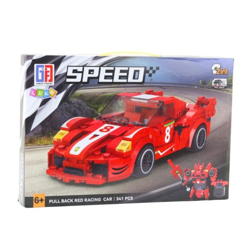 LEAN Toys Klocki Konstrukcyjne Auto Robot 2w1 Czerwony Napęd 341 el.