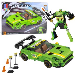 LEAN Toys Klocki Konstrukcyjne Auto Robot 2w1 Żółto-Zielony Napęd 352 el.