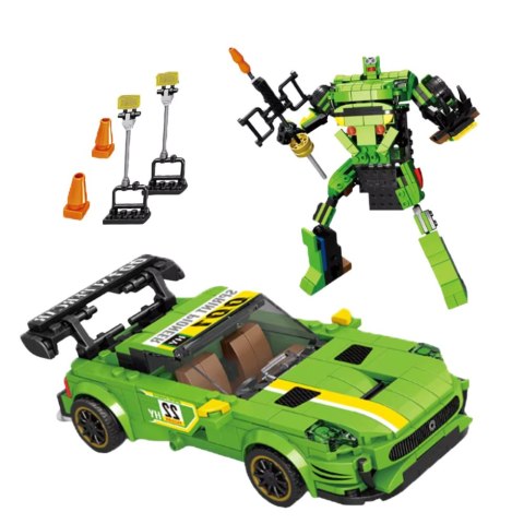 LEAN Toys Klocki Konstrukcyjne Auto Robot 2w1 Żółto-Zielony Napęd 352 el.