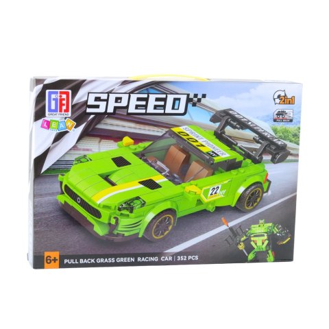 LEAN Toys Klocki Konstrukcyjne Auto Robot 2w1 Żółto-Zielony Napęd 352 el.