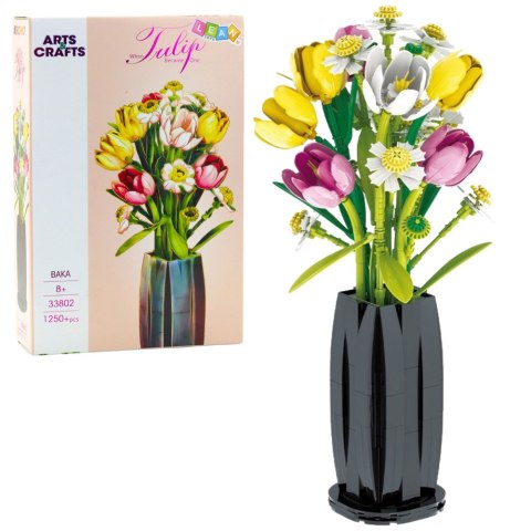 LEAN Toys Klocki Konstrukcyjne Bukiet Tulipany W Wazonie 1250 el.