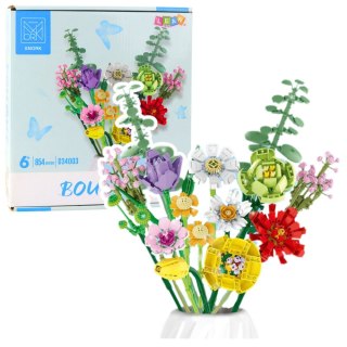 LEAN Toys Klocki Konstrukcyjne Dekoracyjny Bukiet Kwiaty Kolorowe 854 el.