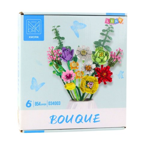 LEAN Toys Klocki Konstrukcyjne Dekoracyjny Bukiet Kwiaty Kolorowe 854 el.