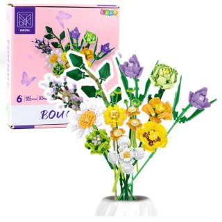 LEAN Toys Klocki Konstrukcyjne Dekoracyjny Bukiet Kwiaty Kolorowe 925 el.