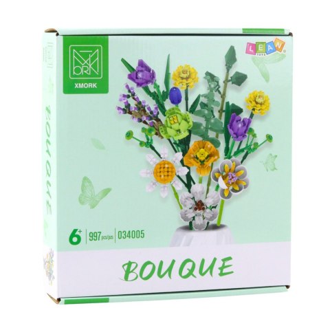 LEAN Toys Klocki Konstrukcyjne Dekoracyjny Bukiet Kwiaty Kolorowe 997 el.