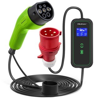 Mobilna ładowarka do samochodu elektrycznego EV z regulacją 2w1 Typ2 | 11kW | CEE 5 PIN | LCD | 3 fazy | Przenona | Wallbox | 5 Qoltec