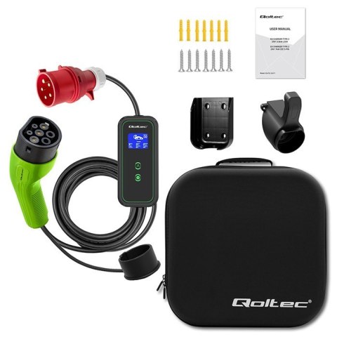 Mobilna ładowarka do samochodu elektrycznego EV z regulacją 2w1 Typ2 | 11kW | CEE 5 PIN | WiFi | LCD | 3 fazy | Przenona | Wall Qoltec Mobilna ładowarka do samochodu elektrycznego EV z regulacją 2w1 Typ2 | 11kW | CEE 5 PIN | WiFi | LCD | 3 fazy | Przenona | Wall Qoltec