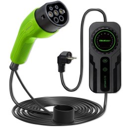 Mobilna ładowarka do samochodu elektrycznego EV z regulacją 2w1 Typ2 | Schuko | 3.5kW | 230V | LCD | Przenośna | Wallbox | 5m Qoltec