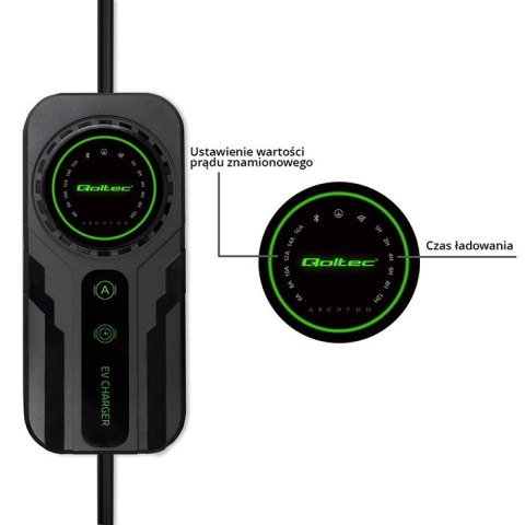 Mobilna ładowarka do samochodu elektrycznego EV z regulacją 2w1 Typ2 | Schuko | 3.5kW | 230V | LCD | Przenośna | Wallbox | 5m Qoltec Mobilna ładowarka do samochodu elektrycznego EV z regulacją 2w1 Typ2 | Schuko | 3.5kW | 230V | LCD | Przenośna | Wallbox | 5m Qoltec