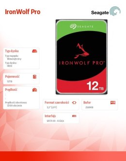 Dysk IronWolf Pro 12TB 3.5 256MB ST12000NT001 Seagate