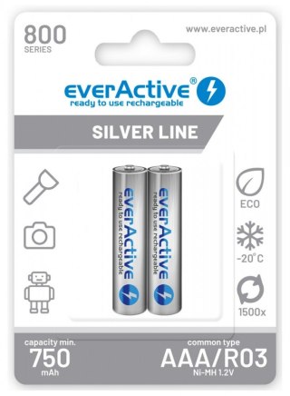 Akumulatory R03/AAA 800 mAH blister 2 szt. technologia Ready To Use EverActive