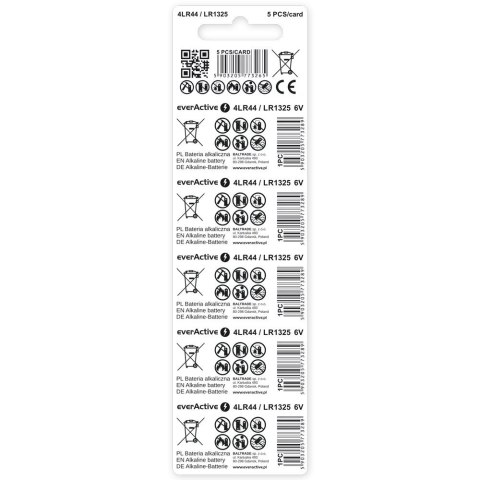 Bateria alkaliczna LR44/LR1325/544A blister 5 szt.