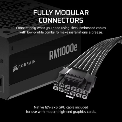 Zasilacz RM1000e PCIe5.1 80+GOLD F.MODULAR ATX3.1 Corsair Zasilacz RM1000e PCIe5.1 80+GOLD F.MODULAR ATX3.1 Corsair