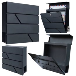 LEAN Toys Duża Skrzynka Pocztowa Na Listy Gazety Antracytowa 37x37x11 cm