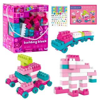 LEAN Toys Klocki Konstrukcyjne Przestrzenne Pastelowe Różowe 150 el.
