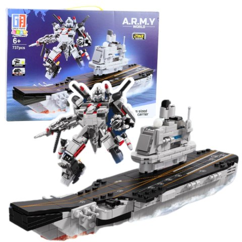 LEAN Toys Klocki Konstrukcyjne Statek Lotniskowiec Robot 2w1 737 el.