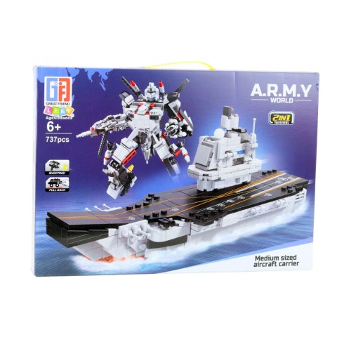 LEAN Toys Klocki Konstrukcyjne Statek Lotniskowiec Robot 2w1 737 el.