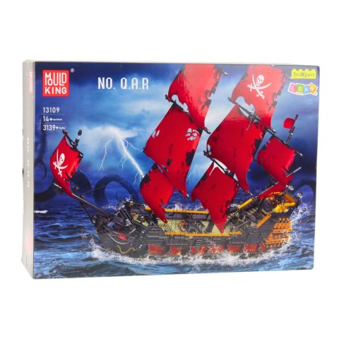 LEAN Toys Klocki Konstrukcyjne Statek Piracki Czerwone Żagle 3139 el.