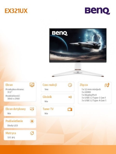 Monitor 32 cale EX321UX 4K LED 1ms/IPS/144Hz/Gaming Benq Monitor 32 cale EX321UX 4K LED 1ms/IPS/144Hz/Gaming Benq