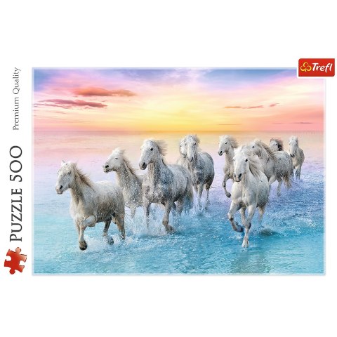 Puzzle - 500 - Białe konie w galopie - Trefl 37289