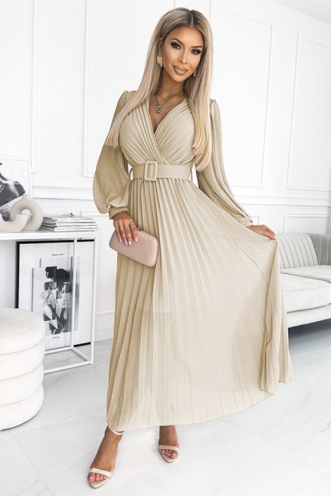 Sukienka Model 414-8 Klara Beige - Numoco Sukienka Model 414-8 Klara Beige - Numoco
