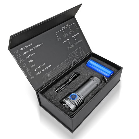 Latarka ręczna diodowa LED Luminator FL-3300R IPX4 USB-C EverActive Latarka ręczna diodowa LED Luminator FL-3300R IPX4 USB-C EverActive