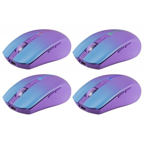 Mysz bezprzewodowa MYSTERY MM-301 RF+BT 1600DPI 6P fioletowa