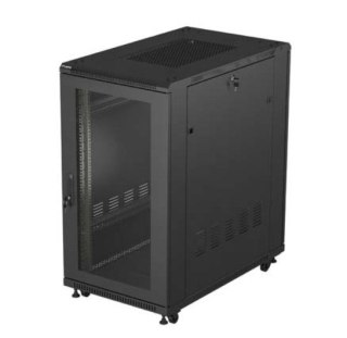 Szafa instalacyjna rack stojąca 19" 22U 600x1000 czarna drzwi perforowane ( flat pack) Lanberg