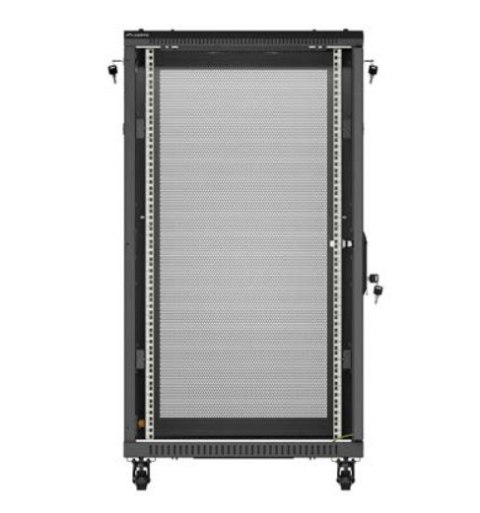 Szafa instalacyjna rack stojąca 19" 22U 600x1000 czarna drzwi perforowane ( flat pack)