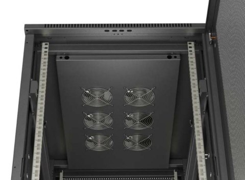 Szafa instalacyjna rack stojąca 19" 22U 600x1000 czarna drzwi perforowane ( flat pack)