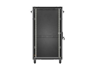 Szafa instalacyjna rack stojąca 19" 22U 600x1000 czarna drzwi przeszkolne ( flat pack)