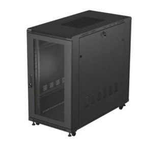 Szafa instalacyjna rack stojąca 19" 22U 600x1200 czarna drzwi perforowane (flat pack) Lanberg