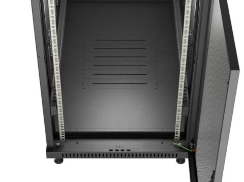 Szafa instalacyjna rack stojąca 19" 22U 600x1200 czarna drzwi perforowane (flat pack) Lanberg