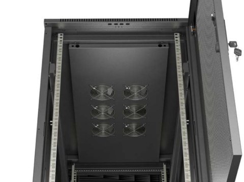 Szafa instalacyjna rack stojąca 19" 22U 600x1200 czarna drzwi perforowane (flat pack) Lanberg
