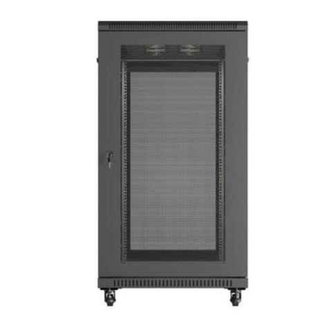 Szafa instalacyjna rack stojąca 19" 22U 600x1200 czarna drzwi perforowane (flat pack) Lanberg
