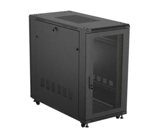 Szafa instalacyjna rack stojąca 19" 22U 600x1200 czarna drzwi perforowane (flat pack) Lanberg