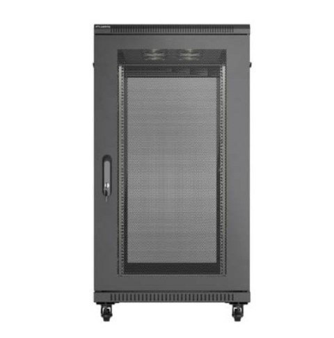 Szafa instalacyjna rack stojąca 19" 22U 600x1200 czarna drzwi perforowane (flat pack) Lanberg