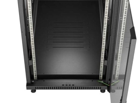 Szafa instalacyjna rack stojąca 19" 22U 600x1200 czarna drzwi przeszklone (flat pack) Lanberg