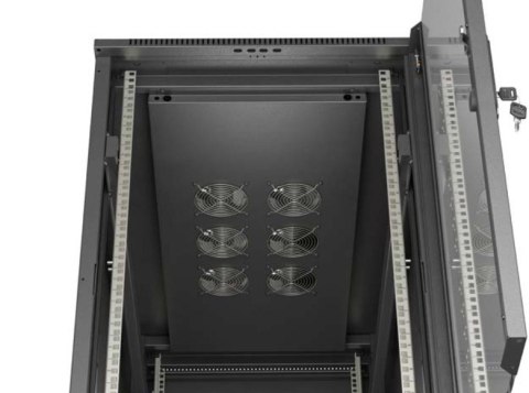 Szafa instalacyjna rack stojąca 19" 22U 600x1200 czarna drzwi przeszklone (flat pack) Lanberg