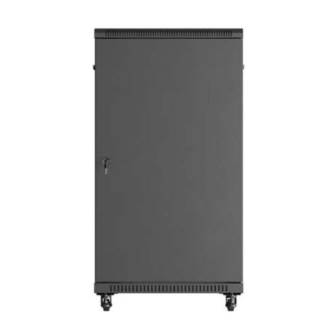 Szafa instalacyjna rack stojąca 19" 22U 600x1200 czarna drzwi przeszklone (flat pack) Lanberg
