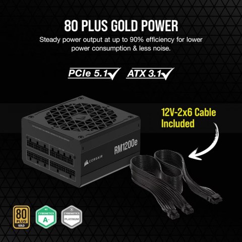 Zasilacz RM1200e PCIe5.1 80+GOLD F.MODULAR ATX3.1 Corsair Zasilacz RM1200e PCIe5.1 80+GOLD F.MODULAR ATX3.1 Corsair