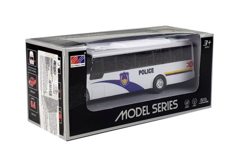 LEAN Toys Model Autobusu Bus Policyjny Świeci Biały