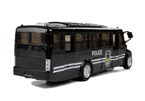 LEAN Toys Model Autobusu Bus Policyjny Świeci Czarny