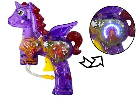 LEAN Toys Pistolet do baniek mydlanych jednorożec fioletowy