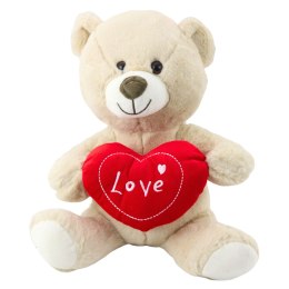 LEAN Toys Pluszowa Maskotka Przytulanka Miś z Sercem Kremowy Beżowy 30cm