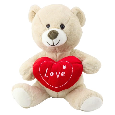 LEAN Toys Pluszowa Maskotka Przytulanka Miś z Sercem Kremowy Beżowy 30cm