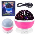 LEAN Toys Projektor Gwiazd Obrotowy 360° LED Lampka Nocna Różowy